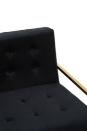 Orsina Two Seat Black Velvet Sofa, Deep Button Tufting, Foam Padded Seat And Back, Sleek Metal Frame, Glam Appeal - thumbnail 6