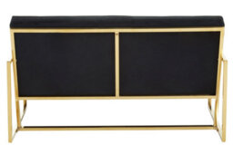 Orsina Two Seat Black Velvet Sofa, Deep Button Tufting, Foam Padded Seat And Back, Sleek Metal Frame, Glam Appeal - thumbnail 4