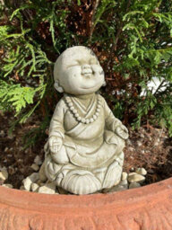 Burgess Zen Monk Stone Statue Outdoor Garden Buddha Reconstituted Oriental Ornament - thumbnail 2