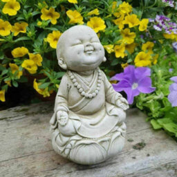 Burgess Zen Monk Stone Statue Outdoor Garden Buddha Reconstituted Oriental Ornament - thumbnail 1