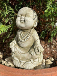 Burgess Zen Monk Stone Statue Outdoor Garden Buddha Reconstituted Oriental Ornament - thumbnail 4