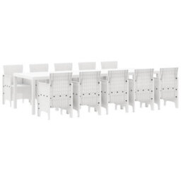 Berkfield Modern Garden Dining Set 11 Pcs White Rattan And Steel - thumbnail 1