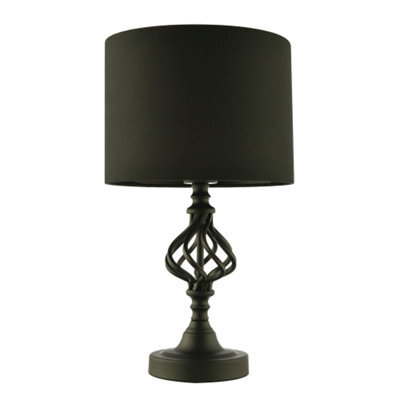 Happy Homewares Classic Twist Metal Table Lamp In Matte Black With Black Drum Shade - image 1