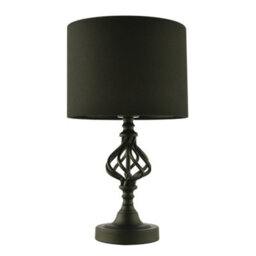 Happy Homewares Classic Twist Metal Table Lamp In Matte Black With Black Drum Shade - thumbnail 1