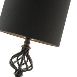 Happy Homewares Classic Twist Metal Table Lamp In Matte Black With Black Drum Shade - thumbnail 4