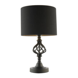Happy Homewares Classic Twist Metal Table Lamp In Matte Black With Black Drum Shade - thumbnail 2