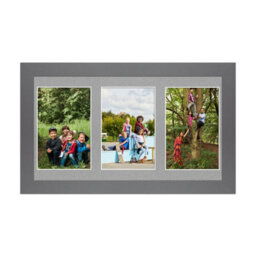 AK Frames 40X20Cm Dark Grey Modern Multi Photo Frame With Silver Mount - Holds 3 Apertures (3X) 6X4 Photos - thumbnail 1
