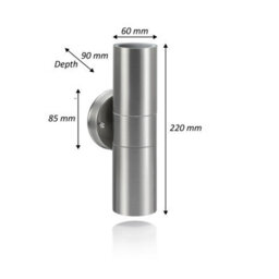 Auraglow Stainless Steel Up & Down Light - Harbury - Warm White (3000K) - thumbnail 3
