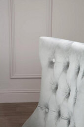Orsina Grey Buttoned Velvet Dining Chairs, Velvet Upholstered Chair With Wooden Legs, Accent Chair For Living Room - thumbnail 6