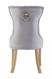 Orsina Grey Buttoned Velvet Dining Chairs, Velvet Upholstered Chair With Wooden Legs, Accent Chair For Living Room - thumbnail 4