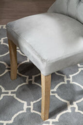 Orsina Grey Buttoned Velvet Dining Chairs, Velvet Upholstered Chair With Wooden Legs, Accent Chair For Living Room - thumbnail 7