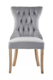 Orsina Grey Buttoned Velvet Dining Chairs, Velvet Upholstered Chair With Wooden Legs, Accent Chair For Living Room - thumbnail 2