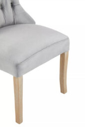 Orsina Grey Buttoned Velvet Dining Chairs, Velvet Upholstered Chair With Wooden Legs, Accent Chair For Living Room - thumbnail 9