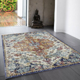 Multi Traditional Easy To Clean Floral Rug Dining Room-120Cm X 170Cm - thumbnail 1