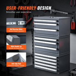 "Vevor 3-Drawer Drill Bit Cabinet, For 1/16""-1/2"" & Letter A-Z, Stackable Steel Organizer With Labels" - thumbnail 5