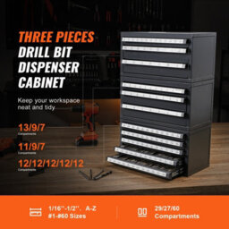 "Vevor 3-Drawer Drill Bit Cabinet, For 1/16""-1/2"" & Letter A-Z, Stackable Steel Organizer With Labels" - thumbnail 2