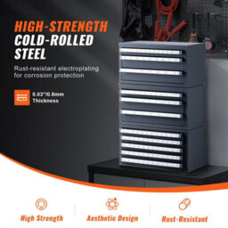 "Vevor 3-Drawer Drill Bit Cabinet, For 1/16""-1/2"" & Letter A-Z, Stackable Steel Organizer With Labels" - thumbnail 3