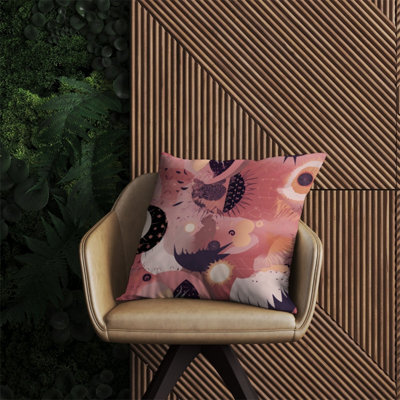 Warren Reed Designer Abstract Red Pink Pattern Outdoor Cushion 60Cm X 60Cm