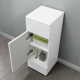 White-Bathroom Cabinet Cupboard Unit Storage Floor Standing Wooden 1 Door - thumbnail 3