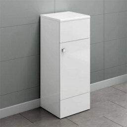 White-Bathroom Cabinet Cupboard Unit Storage Floor Standing Wooden 1 Door - thumbnail 1