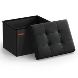 Songmics Storage Ottoman, Foldable Small Ottoman Foot Rest, 31 X 41 Cm Foot Stool, Ottoman With Storage, Load Up To 130 Kg - thumbnail 1