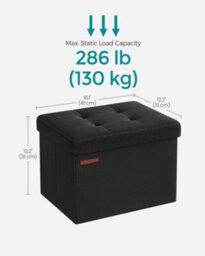 Songmics Storage Ottoman, Foldable Small Ottoman Foot Rest, 31 X 41 Cm Foot Stool, Ottoman With Storage, Load Up To 130 Kg - thumbnail 6