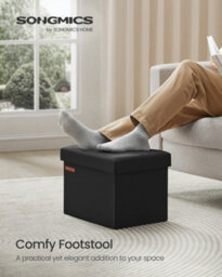 Songmics Storage Ottoman, Foldable Small Ottoman Foot Rest, 31 X 41 Cm Foot Stool, Ottoman With Storage, Load Up To 130 Kg - thumbnail 2
