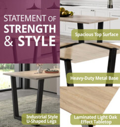 Hallowood Furniture Dudley 1.8M Dining Table Set With 2 Deluxe Leather Effect Benches - thumbnail 4