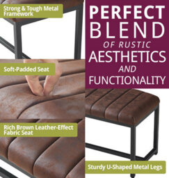 Hallowood Furniture Dudley 1.8M Dining Table Set With 2 Deluxe Leather Effect Benches - thumbnail 5