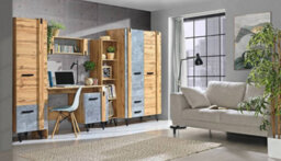 Arte Modern Workspace Enhancer: Lofter Desk, Oak Wotan & Concrete, H1200mm W1200mm D600mm - thumbnail 2