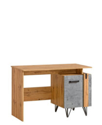Arte Modern Workspace Enhancer: Lofter Desk, Oak Wotan & Concrete, H1200mm W1200mm D600mm - thumbnail 1