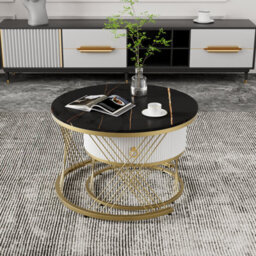 Matteo Elegant Nesting Coffee Table Set: Marble Look With Gold Decor - thumbnail 7