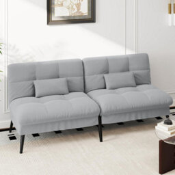 Comhoma Sofa Bed Fabric 2-3 Seater Click Clack Sofa Bed 5-Gear Back Angle Adjustable Futon Sofa Lounge For Home, Grey