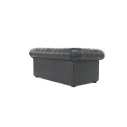 Chesterfield 2 Seater Shelly Black Real Leather Sofa Settee Bespoke In Classic Style - thumbnail 7