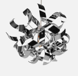 Modern Easy Fit Chrome Ceiling Light Shade Swirl Ribbon Design Bedroom - thumbnail 2