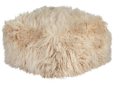 Wyld And Coco Cosynest Beige Faux Fur Pouffe With Eps Bead Filling, 50 X 50 X 30 Cm - image 1