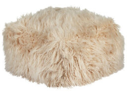 Wyld And Coco Cosynest Beige Faux Fur Pouffe With Eps Bead Filling, 50 X 50 X 30 Cm - thumbnail 1