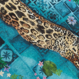 Paoletti Majorelle Leopard Piped Azure Outdoor Polyester Filled Cushion - thumbnail 4