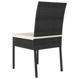 Berkfield 3 Piece Outdoor Dining Set With Cushions Poly Rattan Black - thumbnail 6