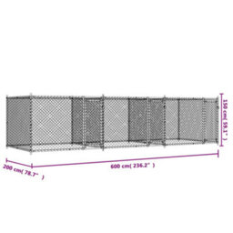 Walplus Grey Dog Cage With Doors 6X2X1.5 M Galvanised Steel Kennel Pen - thumbnail 9