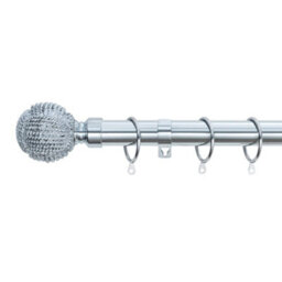 A.unique Home Knotted Ball Metal Extendable Curtain Pole With Rings And Fittings (25/28mm) - Nickel, 120Cm - 220Cm Approx - thumbnail 1