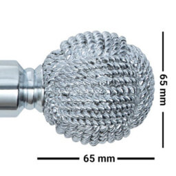 A.unique Home Knotted Ball Metal Extendable Curtain Pole With Rings And Fittings (25/28mm) - Nickel, 120Cm - 220Cm Approx - thumbnail 5
