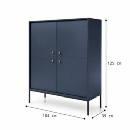 Arte Elegant Mono Highboard Cabinet H1250mm W1040mm D390mm In Navy - Sophisticated Storage For Modern Living - thumbnail 2