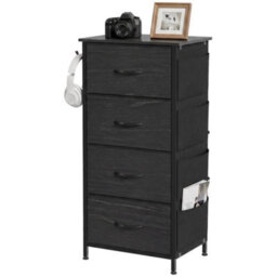 Fabric Chest Of Drawers, 4 Drawer Dresser For Bedroom, Black - thumbnail 1