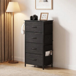 Fabric Chest Of Drawers, 4 Drawer Dresser For Bedroom, Black - thumbnail 5