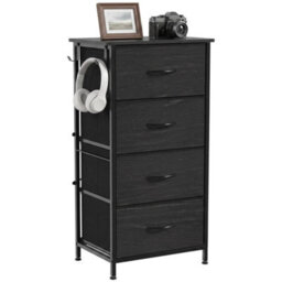 Fabric Chest Of Drawers, 4 Drawer Dresser For Bedroom, Black - thumbnail 4