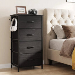 Fabric Chest Of Drawers, 4 Drawer Dresser For Bedroom, Black - thumbnail 3