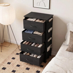 Fabric Chest Of Drawers, 4 Drawer Dresser For Bedroom, Black - thumbnail 6
