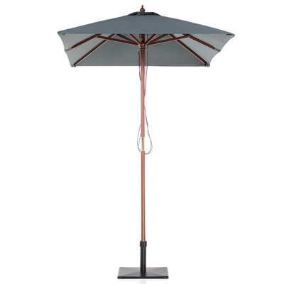 Beliani Garden Parasol 244Cm Rectangular Grey Canopy Birch Wood Pole - Weather Resistant - image 1