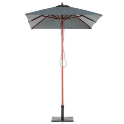 Beliani Garden Parasol 244Cm Rectangular Grey Canopy Birch Wood Pole - Weather Resistant - thumbnail 1